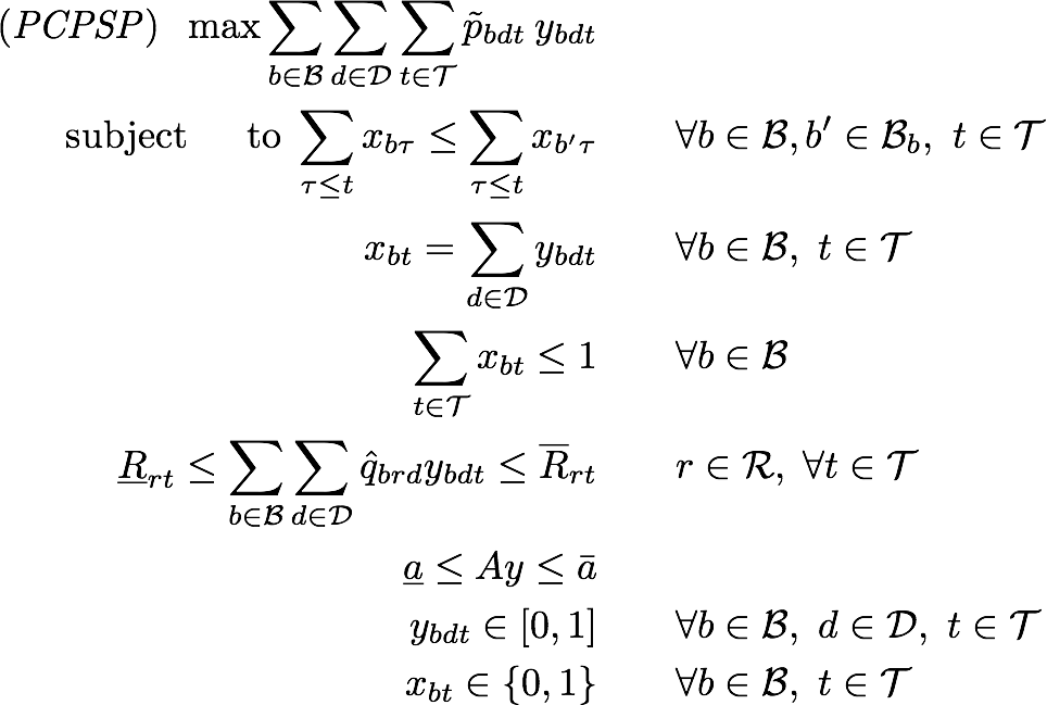 PCPSP formulation
